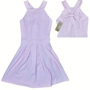 NWT Francesca’s Collections Light Pink Bow Back Halter Fit and Flare Mini Dress